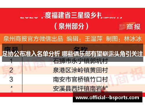 足协公布准入名单分析 哪些俱乐部有望崭露头角引关注